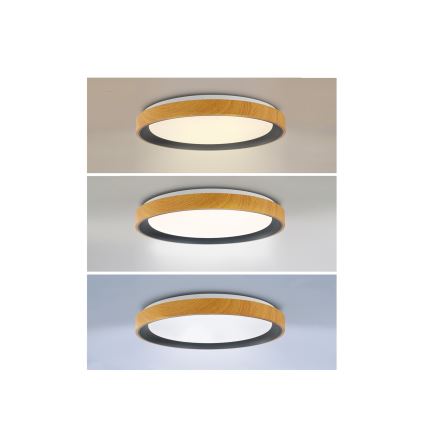 Brilagi - LED Stmívatelné stropní svítidlo FLOCO LED/48W/230V 3000-6500K pr. 40 cm dekor dřeva/černá + dálkové ovládání