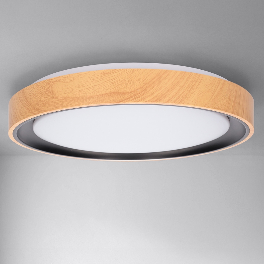 Brilagi - LED Stmívatelné stropní svítidlo FLOCO LED/48W/230V 3000-6500K pr. 40 cm dekor dřeva/černá + dálkové ovládání