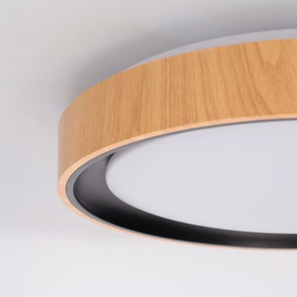 Brilagi - LED Stmívatelné stropní svítidlo FLOCO LED/48W/230V 3000-6500K pr. 40 cm dekor dřeva/černá + dálkové ovládání