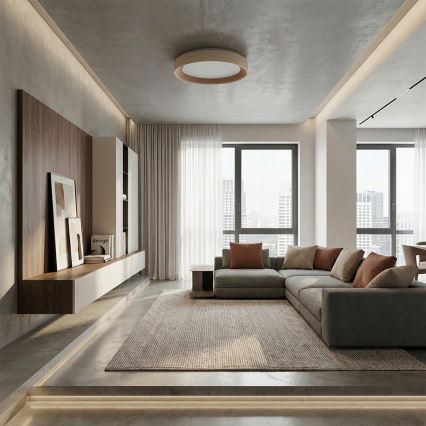 Brilagi - LED Stmívatelné stropní svítidlo WALDO LED/48W/230V 3000-6500K pr. 40 cm béžová/zlatá + dálkové ovládání