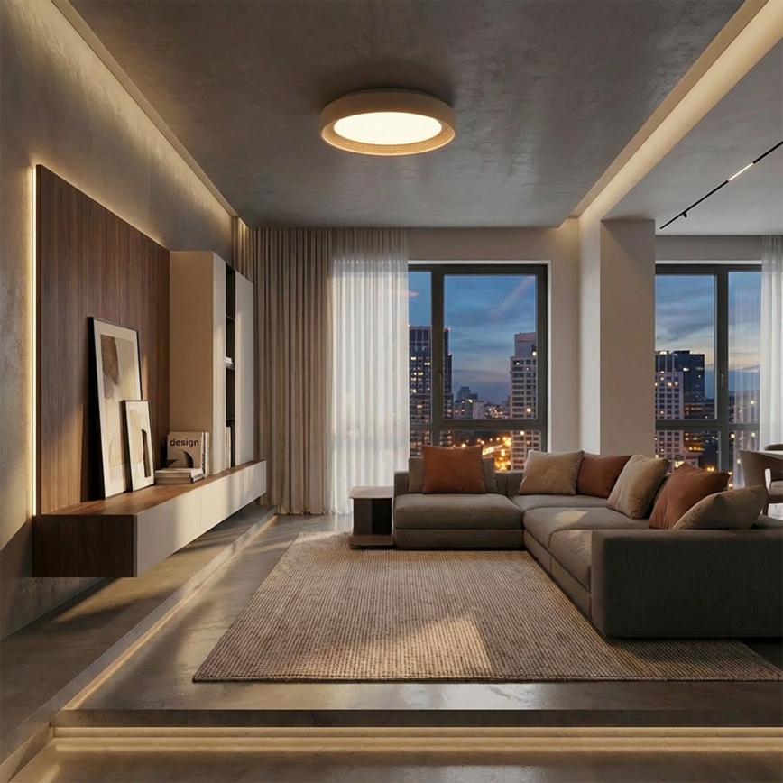 Brilagi - LED Stmívatelné stropní svítidlo WALDO LED/48W/230V 3000-6500K pr. 40 cm béžová/zlatá + dálkové ovládání