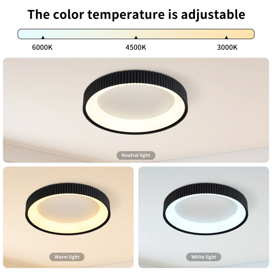 Brilagi - LED Stmívatelné stropní svítidlo FALCON MODERN LED/30W/230V 3000-6500K pr. 40 cm černá + dálkové ovládání