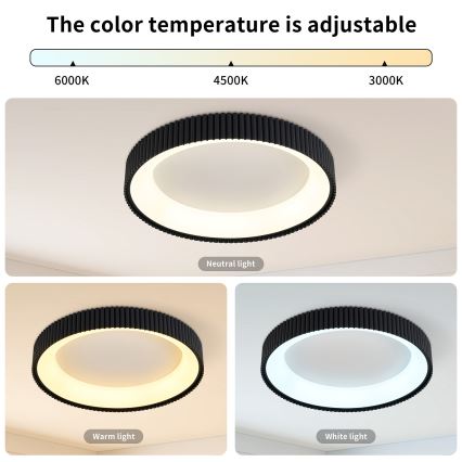 Brilagi - LED Stmívatelné stropní svítidlo FALCON MODERN LED/54W/230V 3000-6500K pr. 60 cm černá + dálkové ovládání