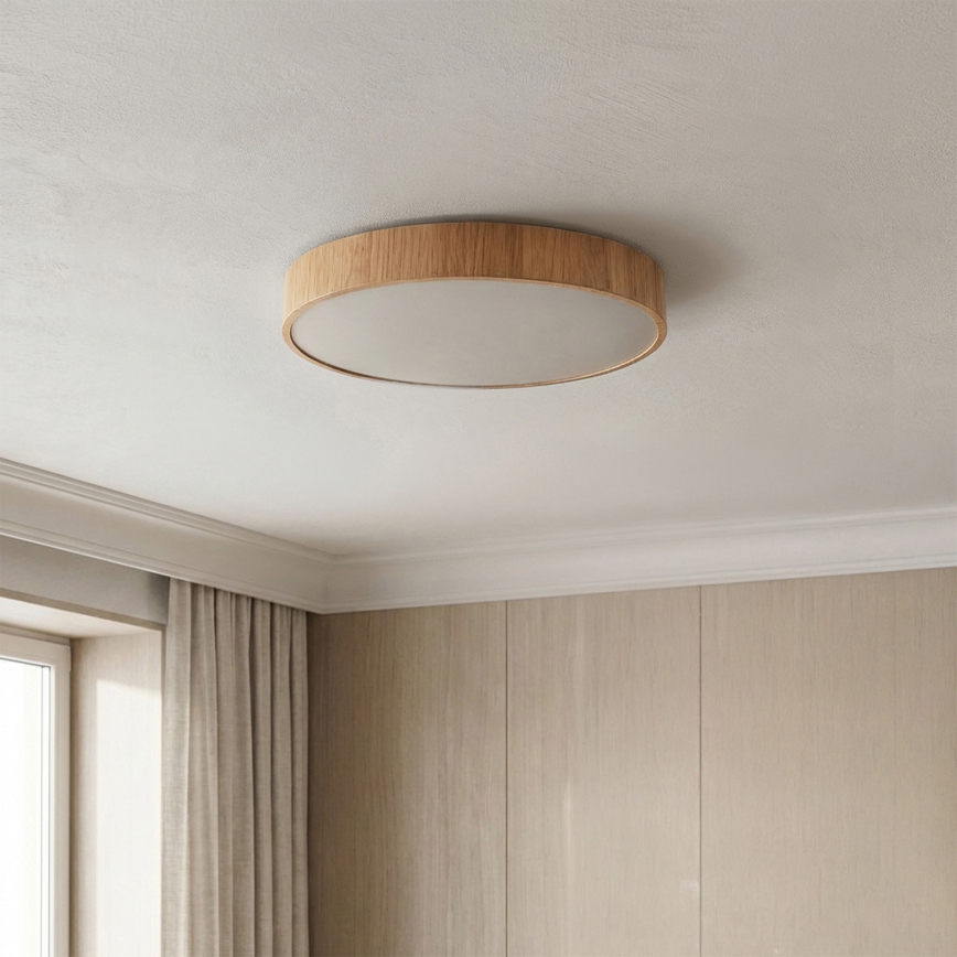 Brilagi - LED Stmívatelné stropní svítidlo POOL LED/36W/230V 3000-6000K pr. 30 cm dekor dřeva + dálkové ovládání