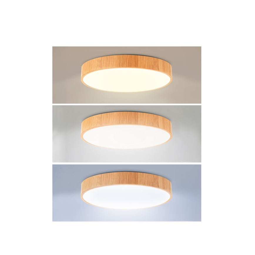 Brilagi - LED Stmívatelné stropní svítidlo POOL LED/36W/230V 3000-6000K pr. 30 cm dekor dřeva + dálkové ovládání