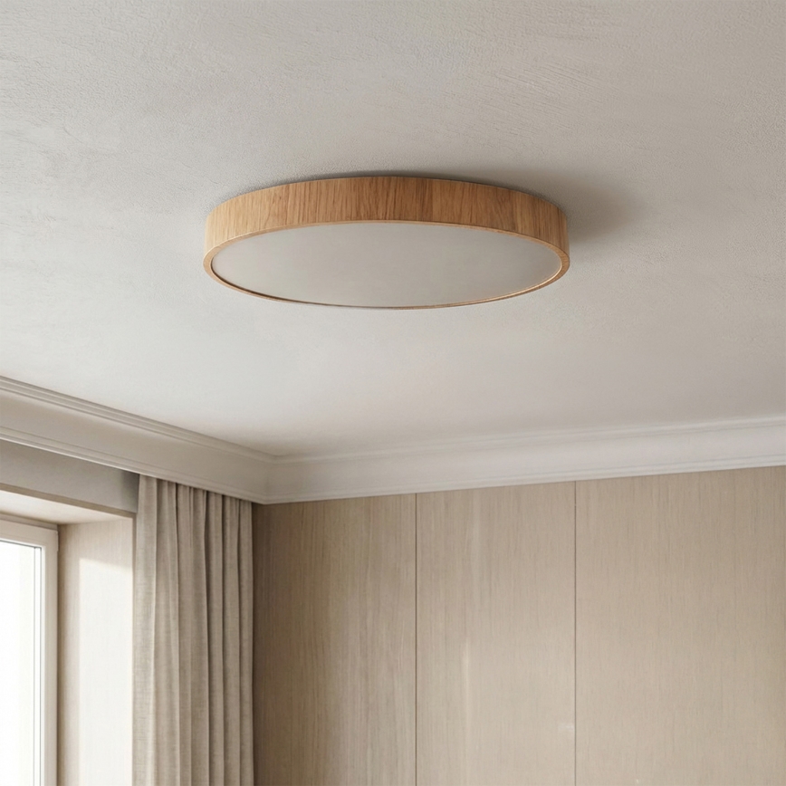 Brilagi - LED Stmívatelné stropní svítidlo POOL LED/50W/230V 3000-6000K pr. 40 cm dekor dřeva + dálkové ovládání
