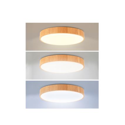 Brilagi - LED Stmívatelné stropní svítidlo POOL LED/50W/230V 3000-6000K pr. 40 cm dekor dřeva + dálkové ovládání
