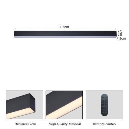 Brilagi - LED Stmívatelné stropní svítidlo SLEEKLINE SMART LED/40W/230V 3000-6000K Wi-Fi Tuya černá + dálkové ovládání