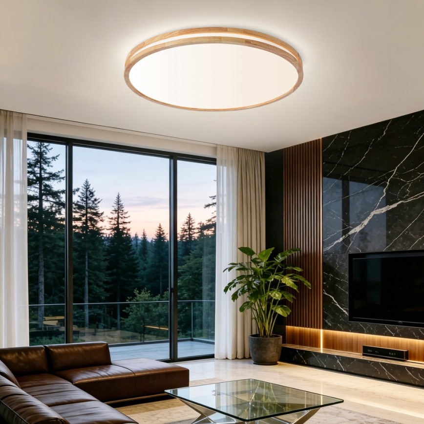 Brilagi - LED Stmívatelné stropní svítidlo MOLINA LED/100W/230V 3000-6000K dub pr. 80 cm + dálkové ovládání