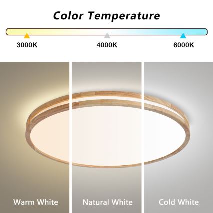 Brilagi - LED Stmívatelné stropní svítidlo MOLINA LED/100W/230V 3000-6000K dub pr. 80 cm + dálkové ovládání