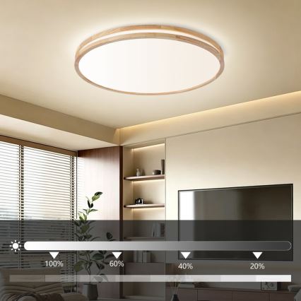 Brilagi - LED Stmívatelné stropní svítidlo MOLINA LED/100W/230V 3000-6000K dub pr. 80 cm + dálkové ovládání