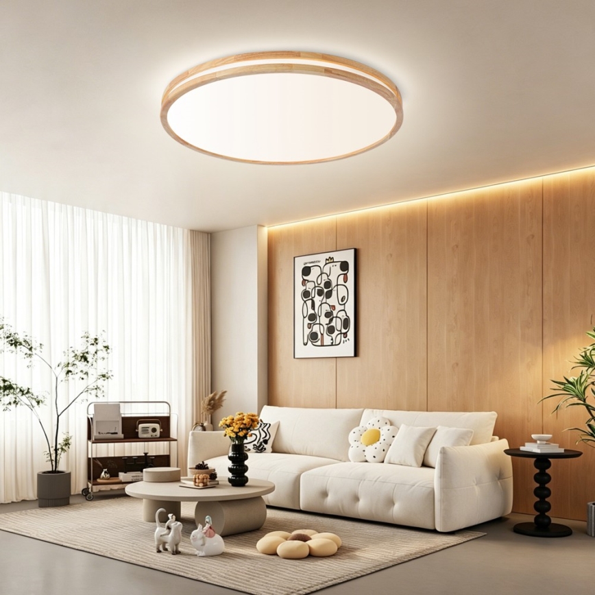 Brilagi - LED Stmívatelné stropní svítidlo MOLINA LED/100W/230V 3000-6000K dub pr. 80 cm + dálkové ovládání