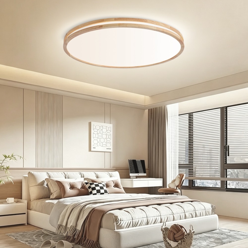 Brilagi - LED Stmívatelné stropní svítidlo MOLINA LED/128W/230V 3000-6000K dub pr. 100 cm + dálkové ovládání