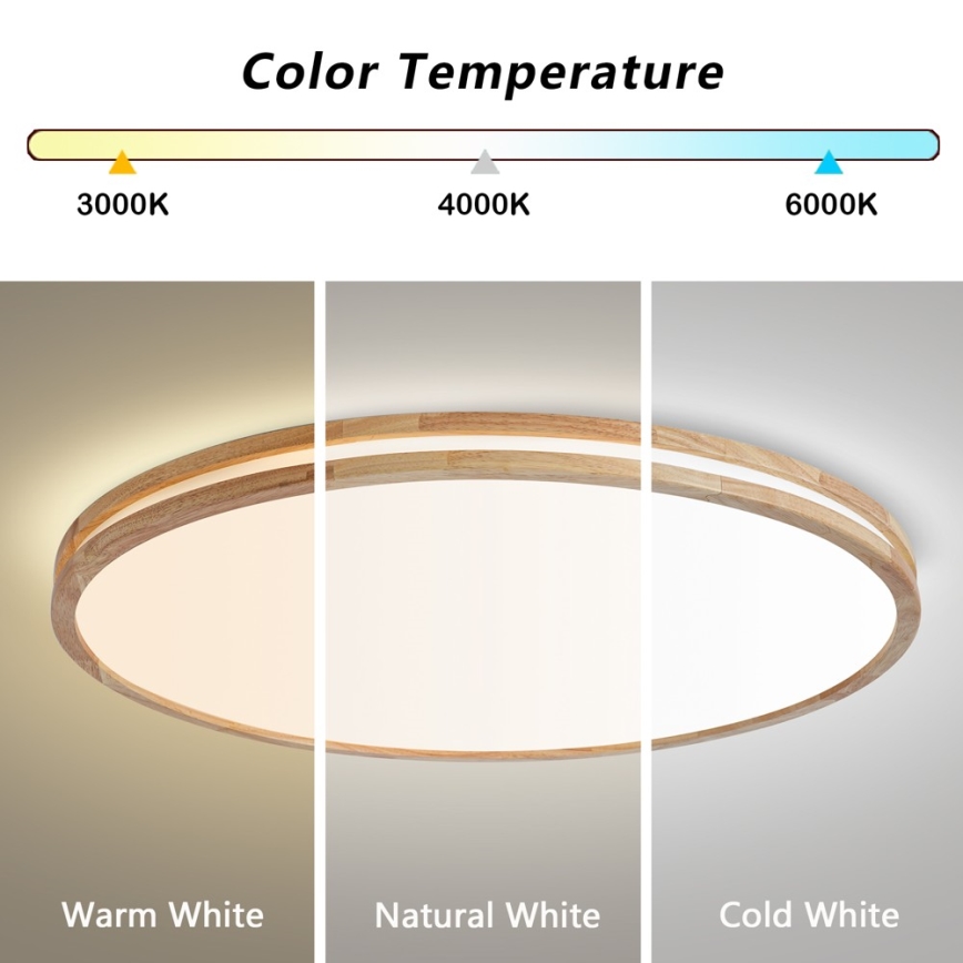 Brilagi - LED Stmívatelné stropní svítidlo MOLINA LED/128W/230V 3000-6000K dub pr. 100 cm + dálkové ovládání