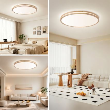 Brilagi - LED Stmívatelné stropní svítidlo MOLINA LED/128W/230V 3000-6000K dub pr. 100 cm + dálkové ovládání