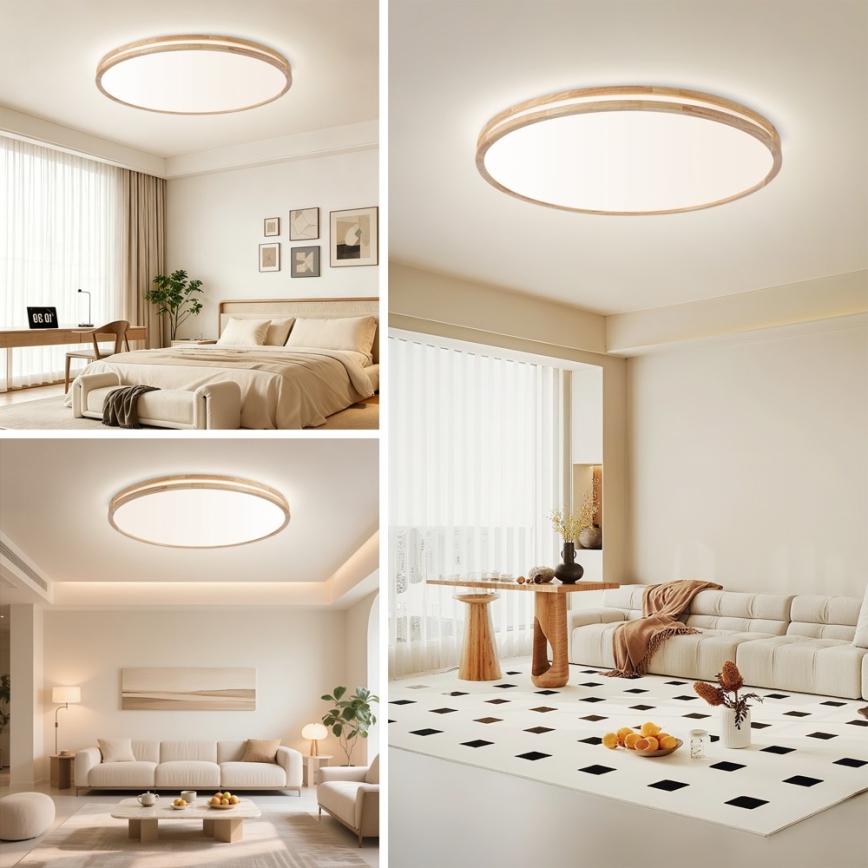 Brilagi - LED Stmívatelné stropní svítidlo MOLINA LED/128W/230V 3000-6000K dub pr. 100 cm + dálkové ovládání
