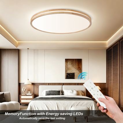 Brilagi - LED Stmívatelné stropní svítidlo MOLINA LED/128W/230V 3000-6000K dub pr. 100 cm + dálkové ovládání