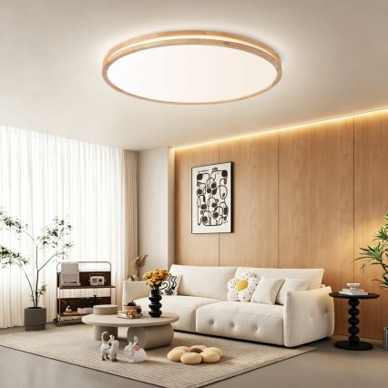 Brilagi - LED Stmívatelné stropní svítidlo MOLINA LED/128W/230V 3000-6000K dub pr. 100 cm + dálkové ovládání