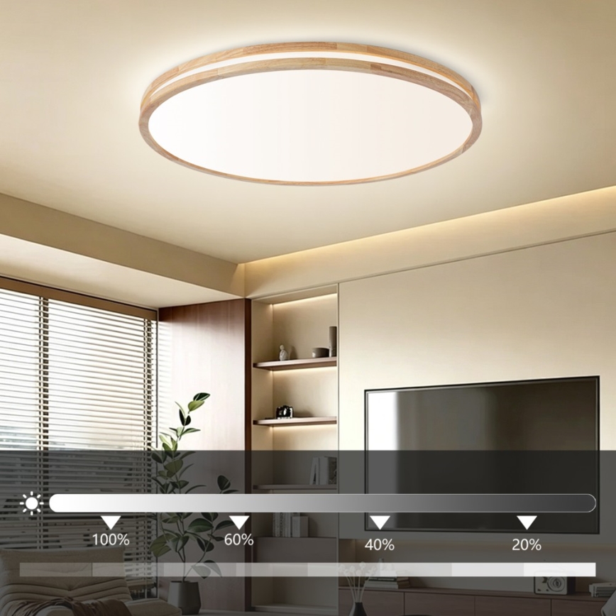 Brilagi - LED Stmívatelné stropní svítidlo MOLINA LED/128W/230V 3000-6000K dub pr. 100 cm + dálkové ovládání