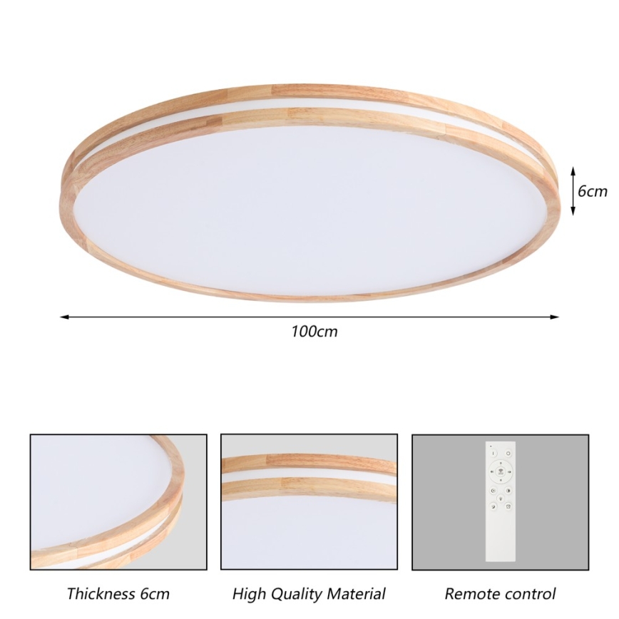 Brilagi - LED Stmívatelné stropní svítidlo MOLINA LED/128W/230V 3000-6000K dub pr. 100 cm + dálkové ovládání