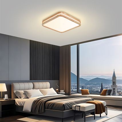 Brilagi - LED Stmívatelné stropní svítidlo MOLINA SQUARE LED/48W/230V 3000-6000K dub 40x40 cm + dálkové ovládání
