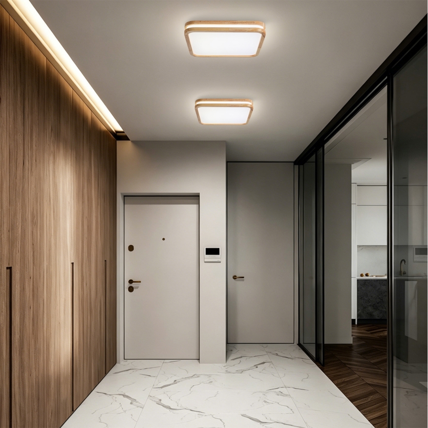 Brilagi - LED Stmívatelné stropní svítidlo MOLINA SQUARE LED/48W/230V 3000-6000K dub 40x40 cm + dálkové ovládání