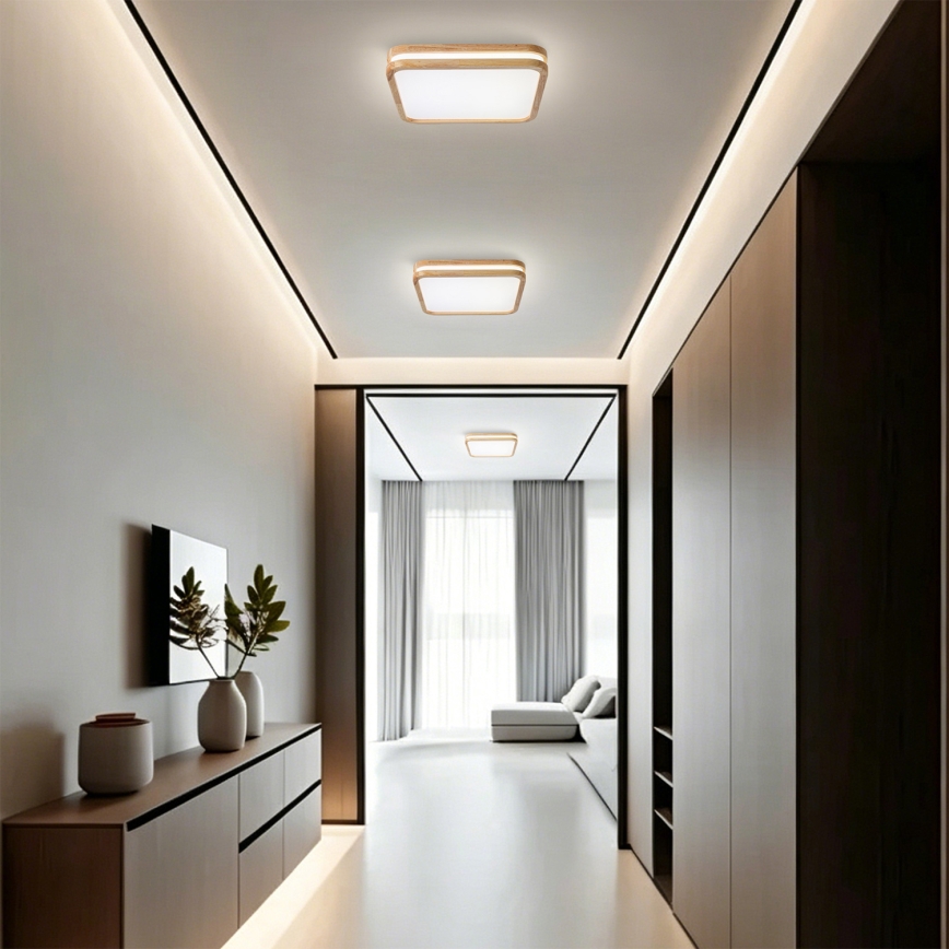 Brilagi - LED Stmívatelné stropní svítidlo MOLINA SQUARE LED/48W/230V 3000-6000K dub 40x40 cm + dálkové ovládání