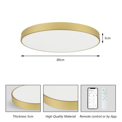 Brilagi - LED Stmívatelné stropní svítidlo POOL SMART LED/100W/230V 3000-6000K 80 cm zlatá Wi-Fi Tuya + dálkové ovládání