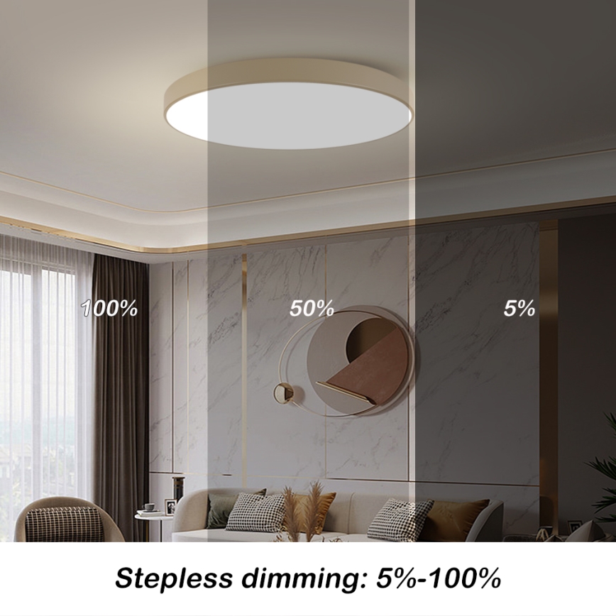 Brilagi - LED Stmívatelné stropní svítidlo POOL SMART LED/128W/230V 3000-6000K 100 cm béžová Wi-Fi Tuya + dálkové ovládání
