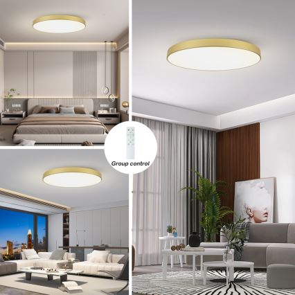 Brilagi - LED Stmívatelné stropní svítidlo POOL SMART LED/128W/230V 3000-6000K 100 cm zlatá Wi-Fi Tuya + dálkové ovládání