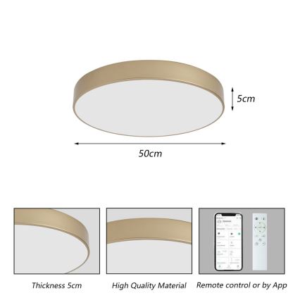BRILAGI - LED Stmívatelné stropní svítidlo POOL SMART LED/60W/230V 3000-6000K pr. 50 cm Wi-Fi Tuya zlatá + dálkové ovládání