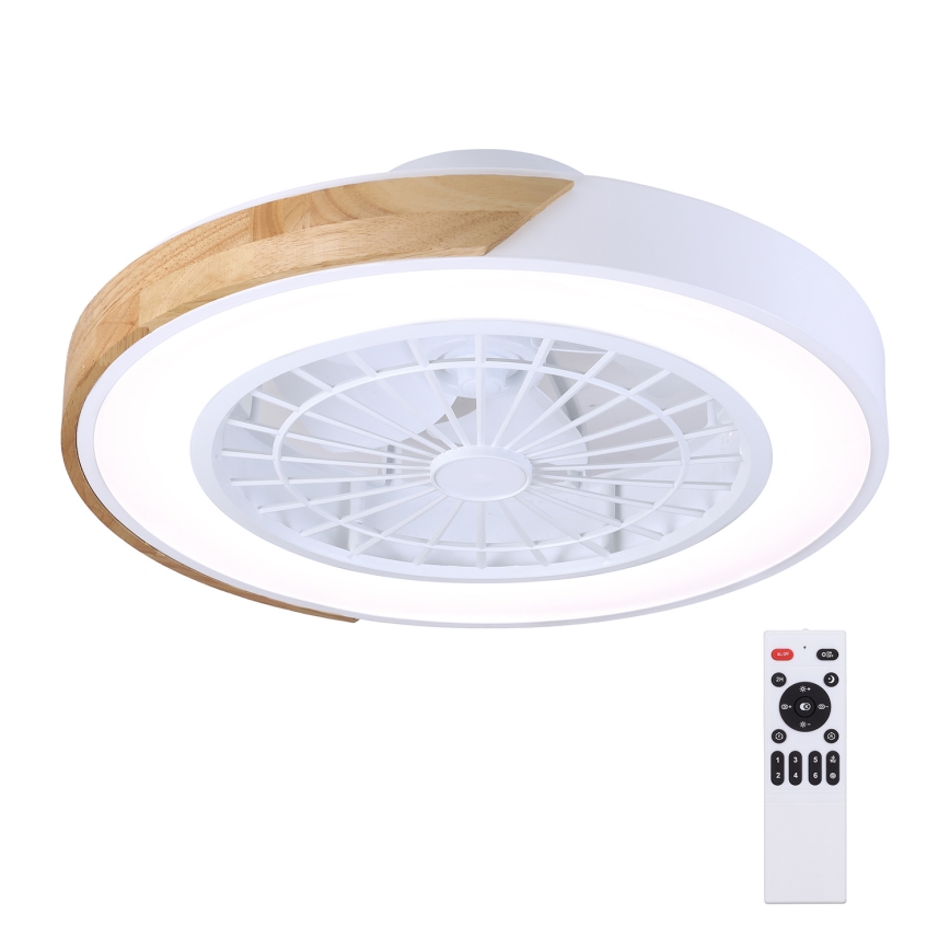 Brilagi - LED Stmívatelné stropní svítidlo s ventilátorem LED/30W/230V 3000-6500K bílá/dub + dálkové ovládání