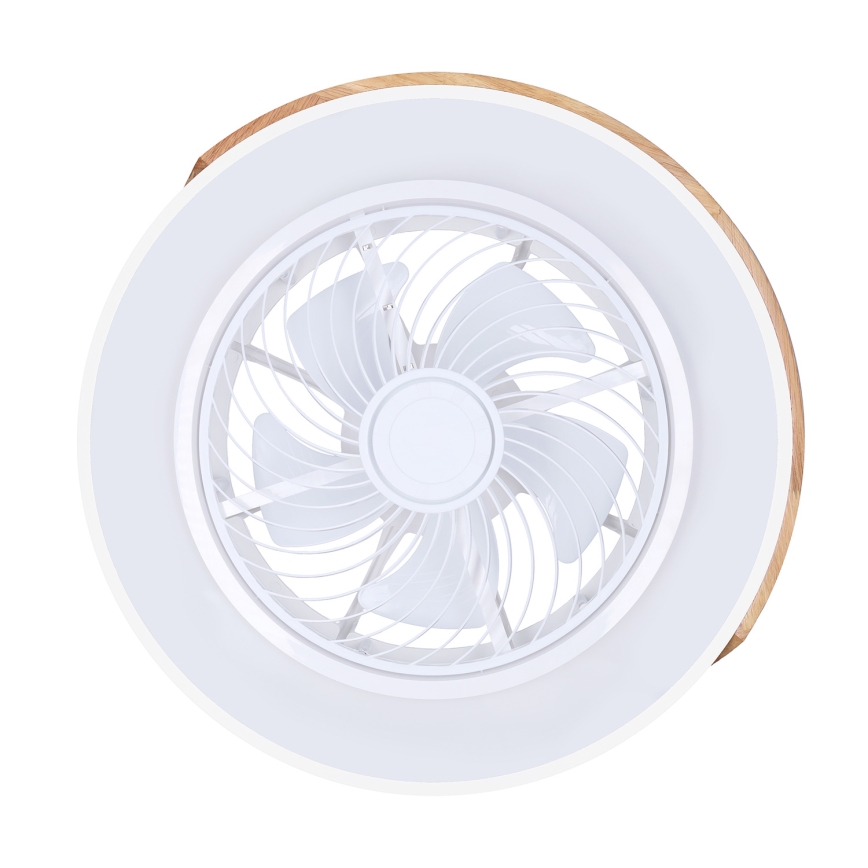Brilagi - LED Stmívatelné stropní svítidlo s ventilátorem LED/30W/230V 3000-6500K bílá/dub + dálkové ovládání