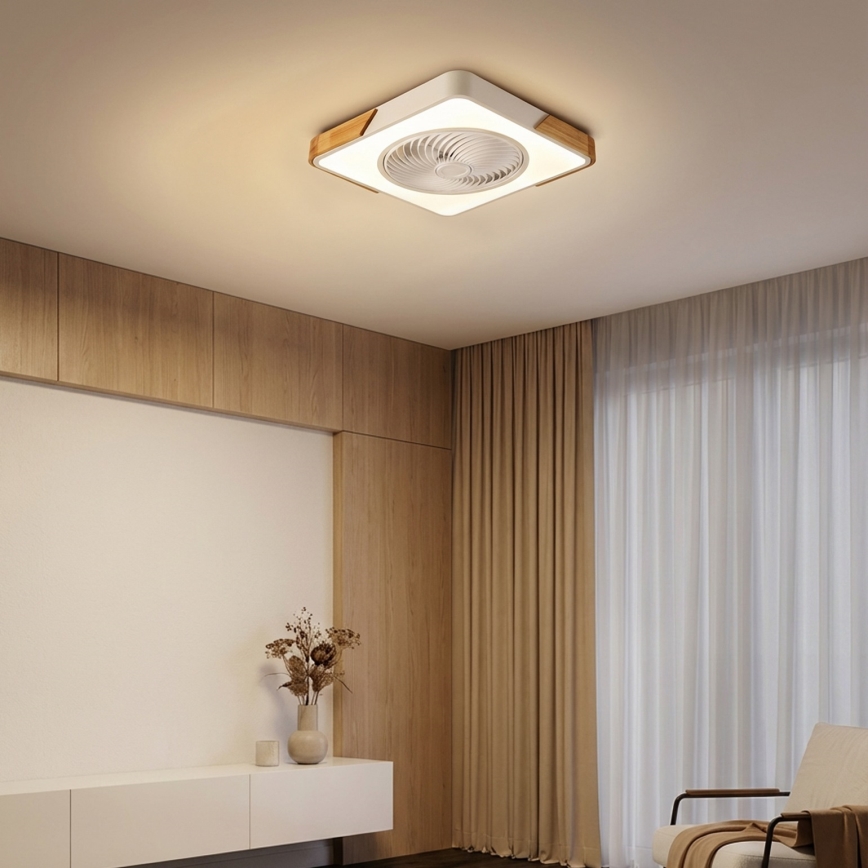 Brilagi - LED Stmívatelné stropní svítidlo s ventilátorem LED/30W/230V 3000-6500K bílá/dub + dálkové ovládání