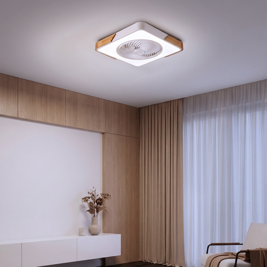 Brilagi - LED Stmívatelné stropní svítidlo s ventilátorem LED/30W/230V 3000-6500K bílá/dub + dálkové ovládání