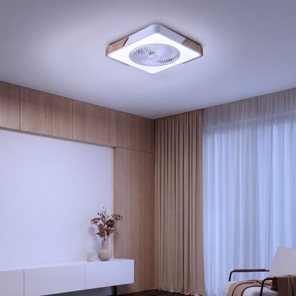 Brilagi - LED Stmívatelné stropní svítidlo s ventilátorem LED/30W/230V 3000-6500K bílá/dub + dálkové ovládání