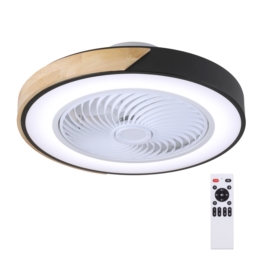 Brilagi - LED Stmívatelné stropní svítidlo s ventilátorem LED/30W/230V 3000-6500K černá/dub + dálkové ovládání