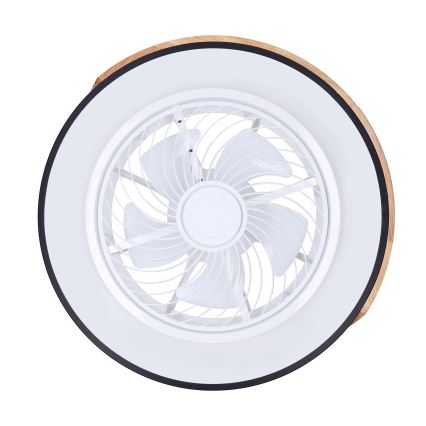 Brilagi - LED Stmívatelné stropní svítidlo s ventilátorem LED/30W/230V 3000-6500K pr. 50 cm černá/dub + dálkové ovládání