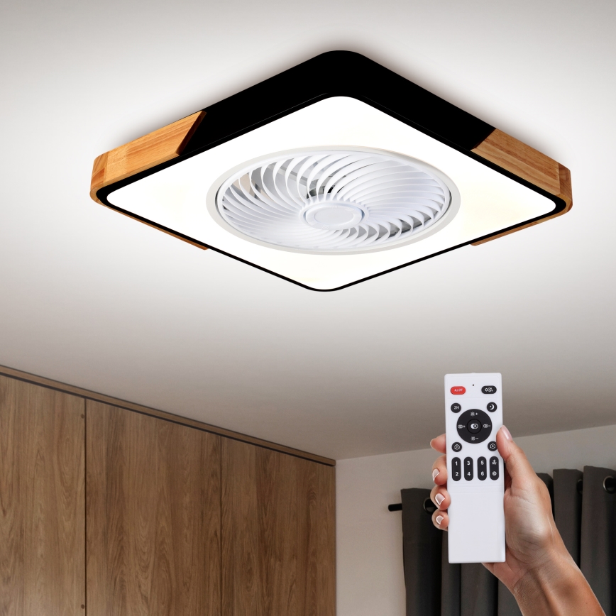 Brilagi - LED Stmívatelné stropní svítidlo s ventilátorem LED/30W/230V 3000-6500K černá/dub + dálkové ovládání