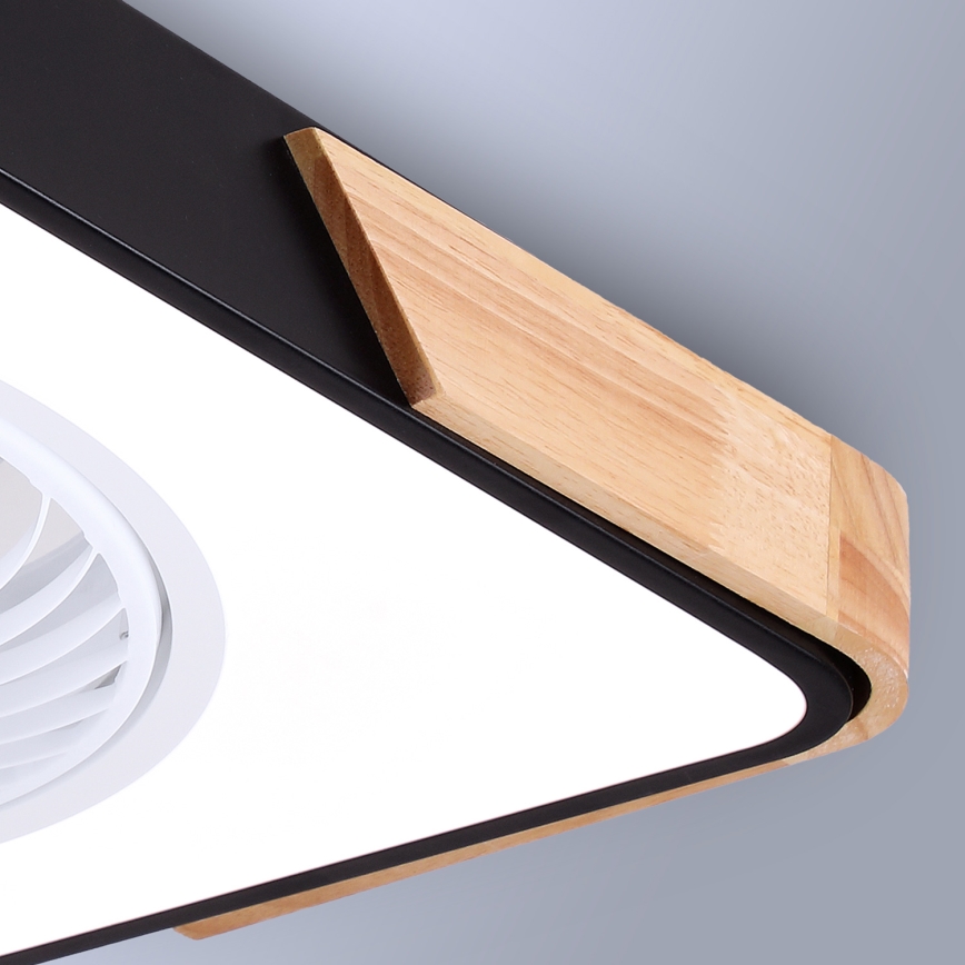 Brilagi - LED Stmívatelné stropní svítidlo s ventilátorem LED/30W/230V 3000-6500K černá/dub + dálkové ovládání