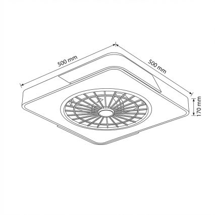 Brilagi - LED Stmívatelné stropní svítidlo s ventilátorem LED/38W/230V 3000-6500K 50x50 cm bílá/dub + dálkové ovládání