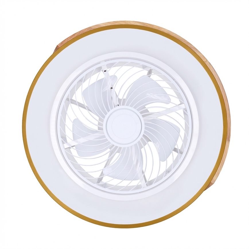 Brilagi - LED Stmívatelné stropní svítidlo s ventilátorem LED/38W/230V 3000-6500K pr. 50 cm modrá/dub + dálkové ovládání