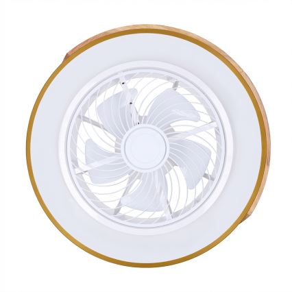 Brilagi - LED Stmívatelné stropní svítidlo s ventilátorem LED/38W/230V 3000-6500K pr. 50 cm zlatá/dub + dálkové ovládání