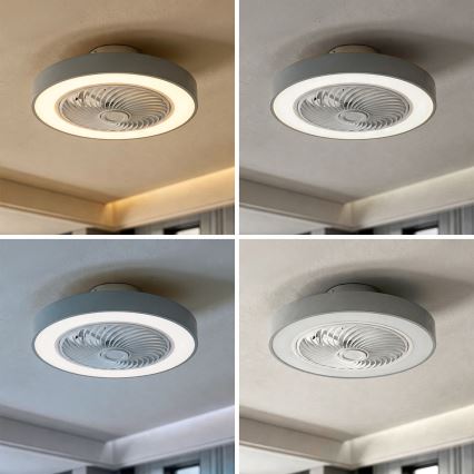 Brilagi - LED Stmívatelné stropní svítidlo s ventilátorem LED/38W/230V 3000-6500K pr. 50 cm šedá + dálkové ovládání