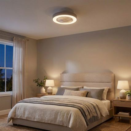 Brilagi - LED Stmívatelné stropní svítidlo s ventilátorem LED/38W/230V 3000-6500K pr. 50 cm šedá + dálkové ovládání