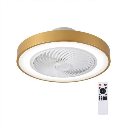 Brilagi - LED Stmívatelné stropní svítidlo s ventilátorem LED/38W/230V 3000-6500K pr. 50 cm zlatá + dálkové ovládání