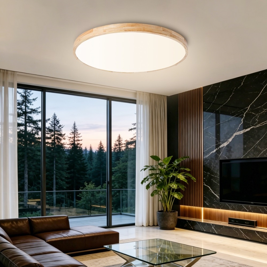 Brilagi - LED Stmívatelné stropní svítidlo WOODLINE LED/100W/230V 3000-6000K dub pr. 80 cm + dálkové ovládání