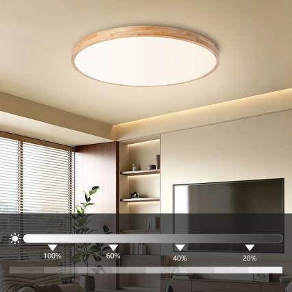 Brilagi - LED Stmívatelné stropní svítidlo WOODLINE LED/100W/230V 3000-6000K dub pr. 80 cm + dálkové ovládání