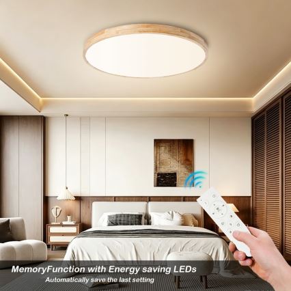 Brilagi - LED Stmívatelné stropní svítidlo WOODLINE LED/100W/230V 3000-6000K dub pr. 80 cm + dálkové ovládání