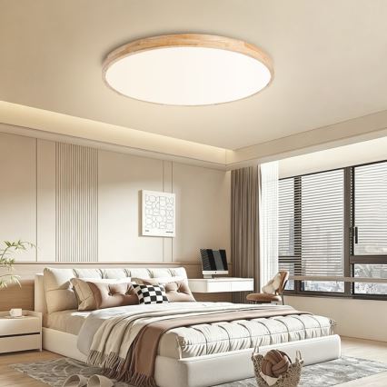 Brilagi - LED Stmívatelné stropní svítidlo WOODLINE LED/100W/230V 3000-6000K dub pr. 80 cm + dálkové ovládání